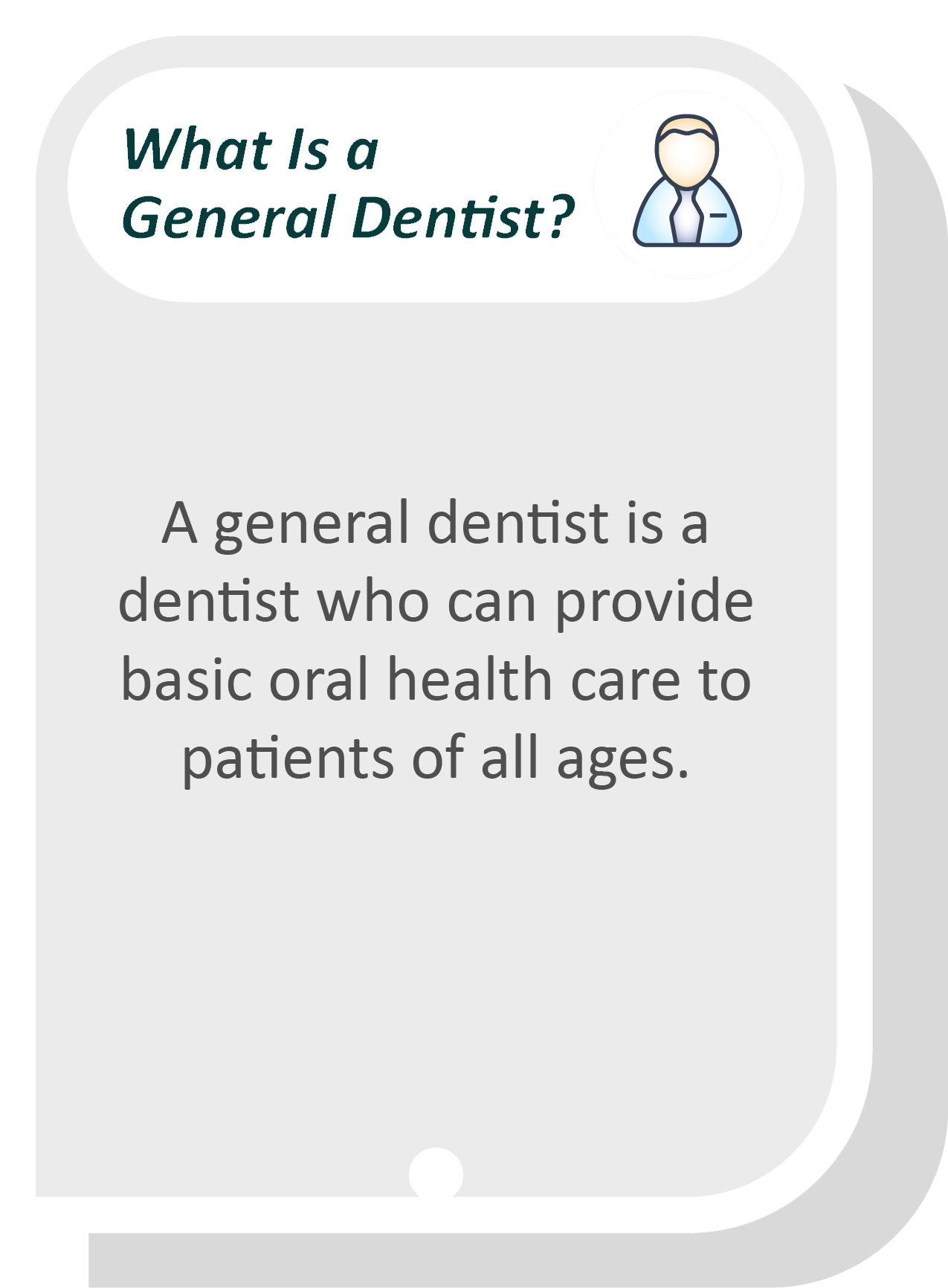 General dentist infographic: A general dentist is a dentist who can provide basic oral health care to patients of all ages.